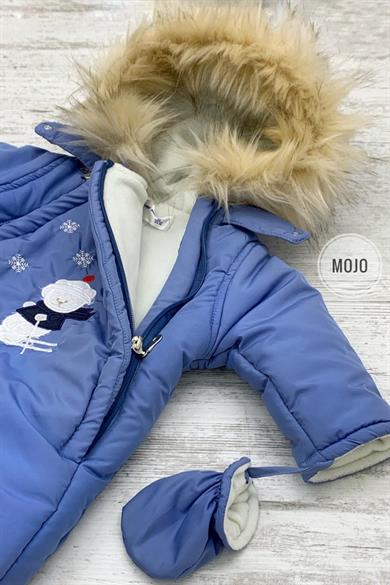 Mojo Unisex Bebek Ayı İşlemeli Kozmonot Uyku Tulumu 6213 Mavi