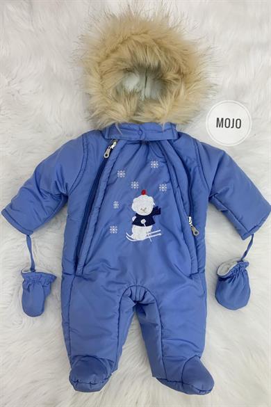Mojo Unisex Bebek Ayı İşlemeli Kozmonot Uyku Tulumu 6213 Mavi