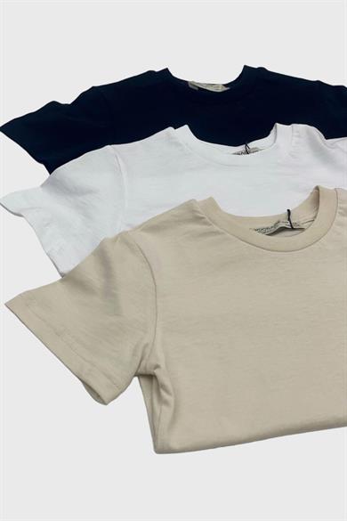 Mojo Unisex Bebek Basic Kısa Kol Tshirt 5371 Krem