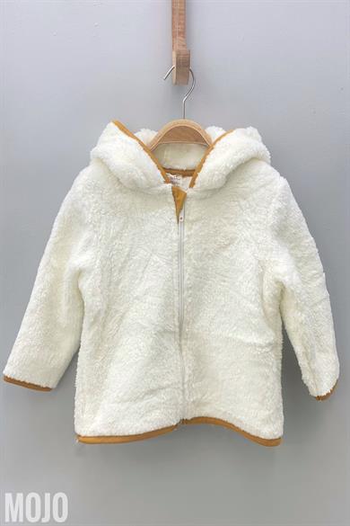 Mojo Unisex Bebek Kapüşonlu Peluş Hırka 118419 Ekru