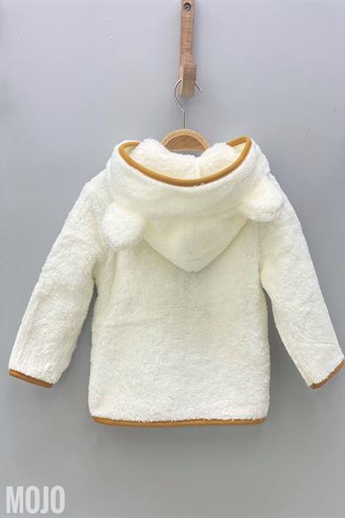 Mojo Unisex Bebek Kapüşonlu Peluş Hırka 118419 Ekru
