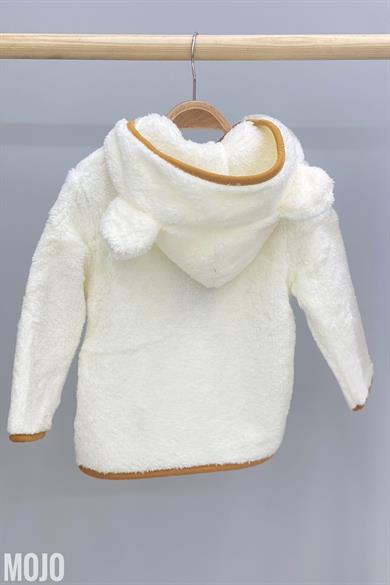 Mojo Unisex Bebek Kapüşonlu Peluş Hırka 118419 Ekru