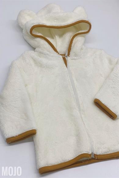 Mojo Unisex Bebek Kapüşonlu Peluş Hırka 118419 Ekru