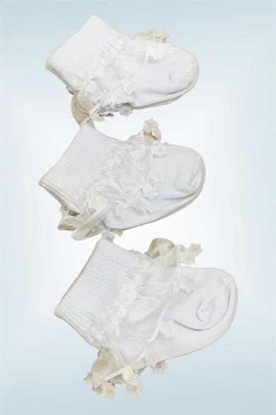 Mojo Unisex Bebek Yenidoğan 3lü Çorap 4511 Beyaz