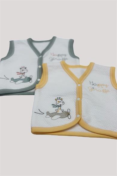 Mojo Unisex Bebek Zürafa İşlemeli Penye Yelek 337 Sarı