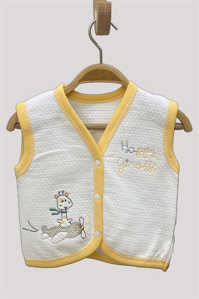 Mojo Unisex Bebek Zürafa İşlemeli Penye Yelek 337 Sarı