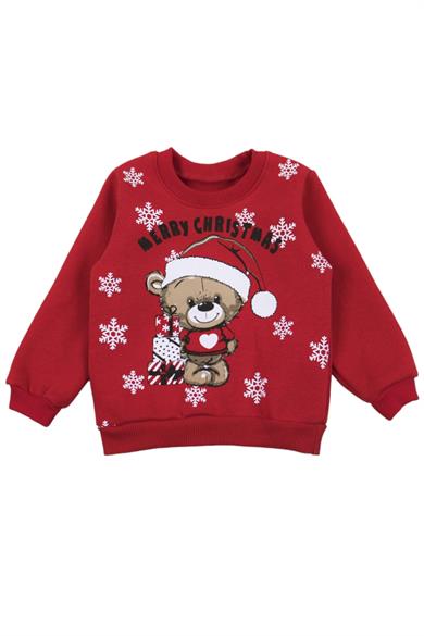 Mojo Unisex Çocuk 1-3 Yaş Noel Baba Desenli Eşofman Takımı Kırmızı