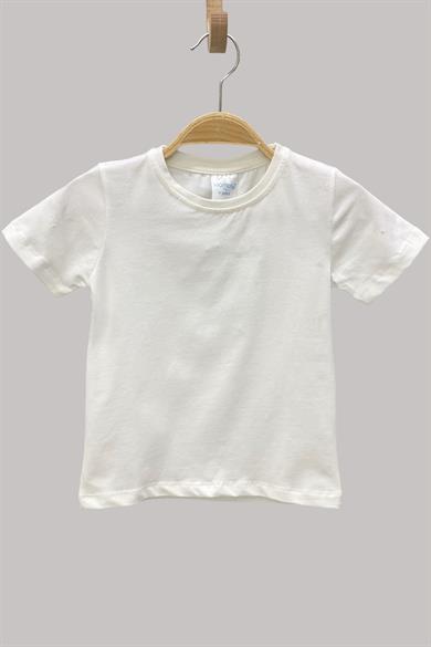 Mojo Unisex Çocuk  Basic Kısa Kol T-Shirt 5555 Krem