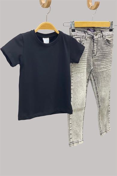 Mojo Unisex Çocuk  Basic Kısa Kol T-Shirt 5555 Siyah