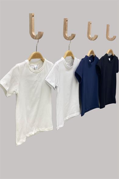 Mojo Unisex Çocuk  Basic Kısa Kol T-Shirt 5555 Krem