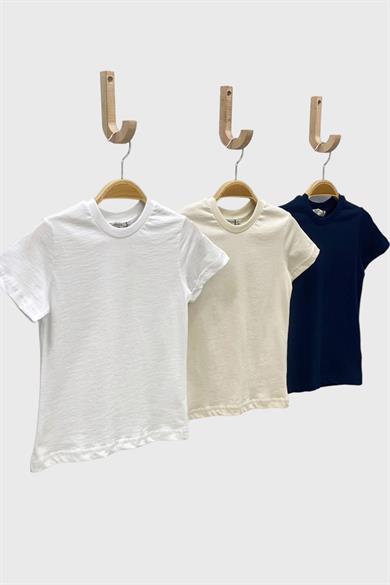 Mojo Unisex Çocuk Basic Kısa Kol Tshirt 5372 Beyaz