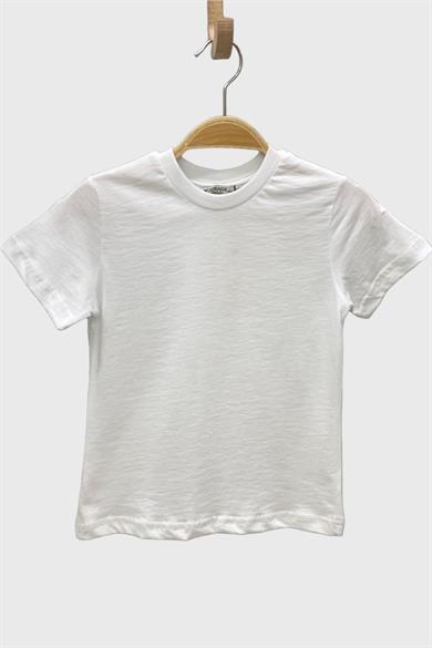 Mojo Unisex Çocuk Basic Kısa Kol Tshirt 5372 Beyaz