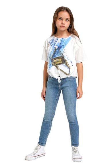 Mojo Unisex Çocuk Boru Paça Likralı Kot Pantolon 2276 Kot Mavi