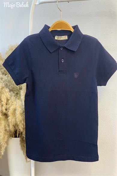 Mojo Unisex Çocuk Düğmeli Kısa Kol Lacoste T-shirt 5281 Lacivert