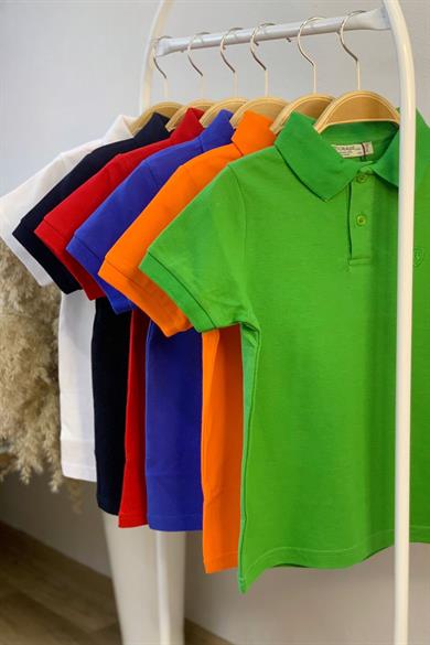 Mojo Unisex Çocuk Düğmeli Kısa Kol Lacoste T-shirt 5281 Siyah