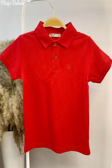 Mojo Unisex Çocuk Düğmeli Kısa Kol Lacoste T-shirt 5281 Kırmızı