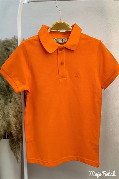 Mojo Unisex Çocuk Düğmeli Kısa Kol Lacoste T-shirt 5281 Turuncu