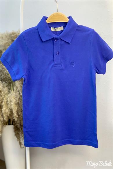 Mojo Unisex Çocuk Düğmeli Kısa Kol Lacoste T-shirt 5281 Mavi