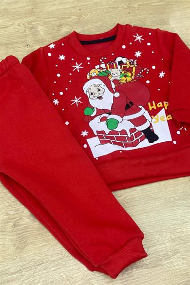Mojo Unisex Çocuk Happy Years Şardonlu Eşofman Takımı Kırmızı