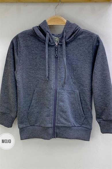 Mojo Unisex Fermuarlı Kapüşonlu Hırka 5046 Füme