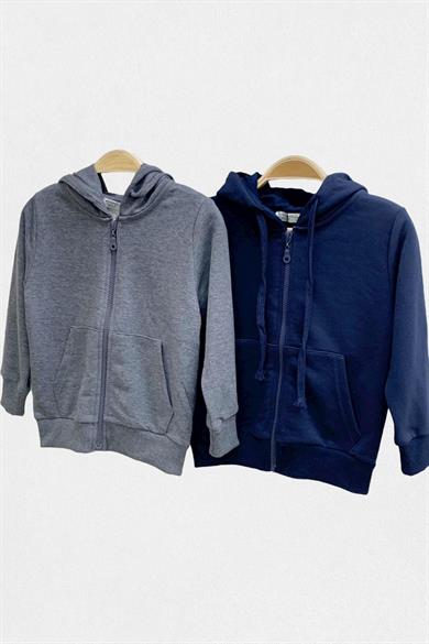 Mojo Unisex Fermuarlı Kapüşonlu Hırka 5046 Füme