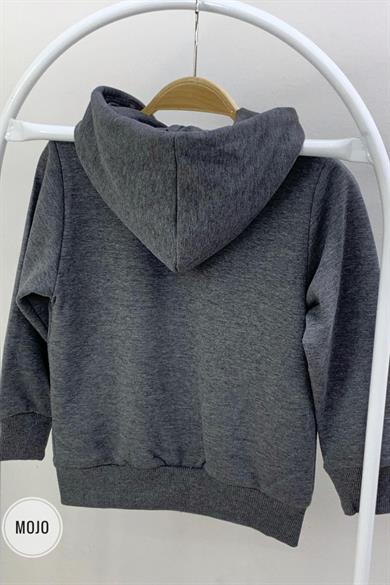Mojo Unisex Fermuarlı Kapüşonlu Hırka 5046 Füme