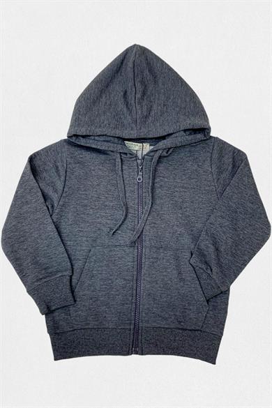 Mojo Unisex Fermuarlı Kapüşonlu Hırka 5046 Füme