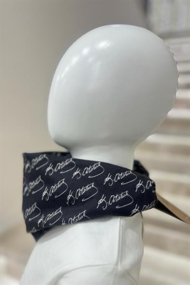 Mojo Unisex Kemal Atatürk İmza Fular-Bandana Aksesuar 1909 Siyah
