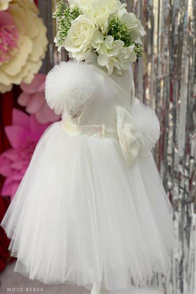 Monita Kids Kız Çocuk Pullu Abiye Elbise 2434 Beyaz
