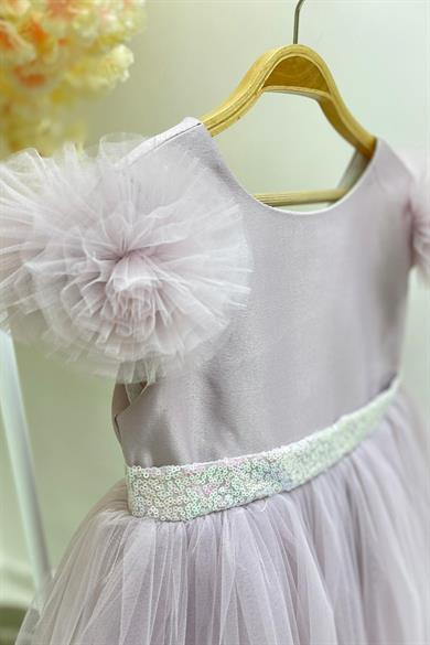 Monita Kids Kız Çocuk Pullu Abiye Elbise 2434 Lila