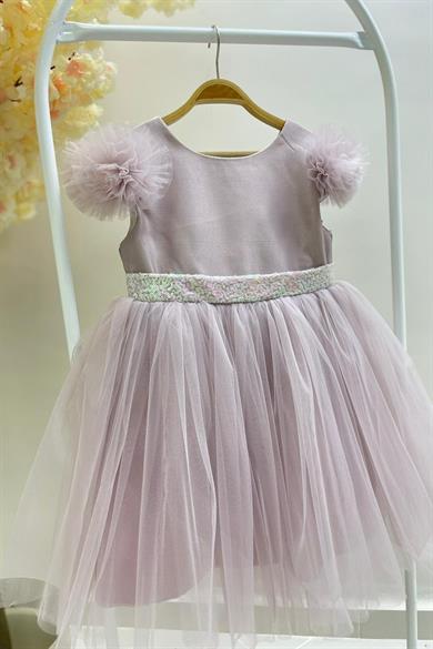 Monita Kids Kız Çocuk Pullu Abiye Elbise 2434 Lila