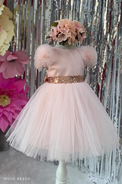 Monita Kids Kız Çocuk Pullu Abiye Elbise 2434 Pudra