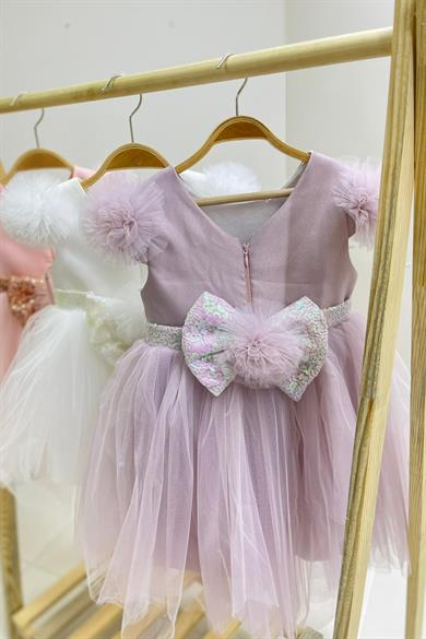 Monita Kids Kız Çocuk Pullu Abiye Elbise 2434 Lila