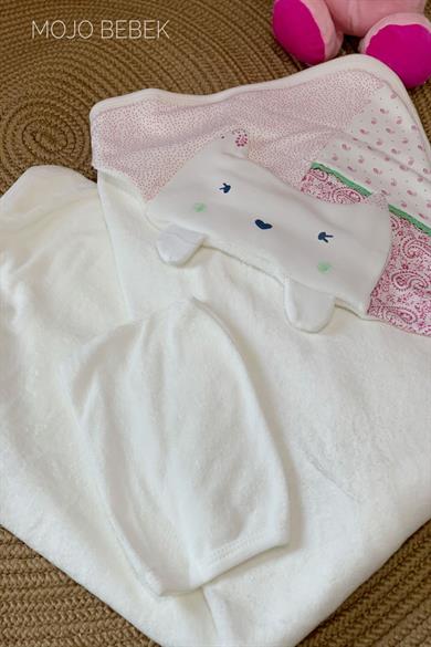 Mymio Kız Bebek Patchwork Havlu 7260 Beyaz