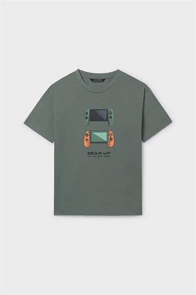 Myoral Erkek Çocuk 8-18 Yaş Desenli 2li Kısa Kol T-Shirt Seti Haki