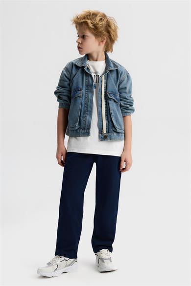 Nk Kids 8-14 Yaş Erkek Çocuk Cep Detaylı Kot Ceket Kot Mavi