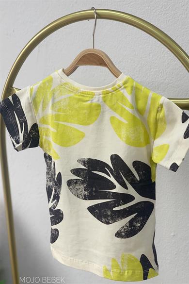 NK Kids Erkek Bebek 1-3 Yaş Yaprak Desenli Kısa Kol T-shirt 42607 Krem
