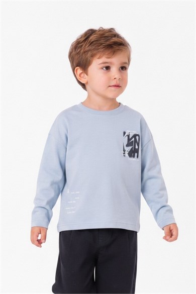 Nk Kids Erkek Bebek 1-4 Yaş Desenli Uzunkol T-Shirt Mavi