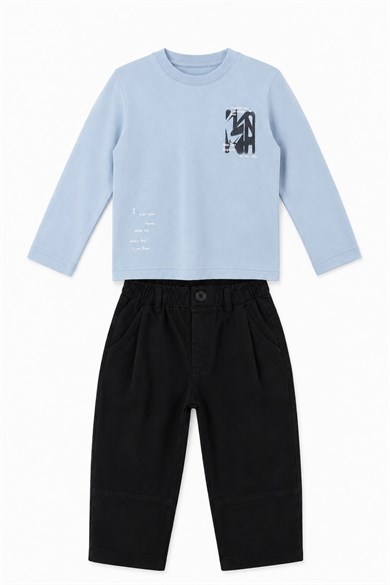 Nk Kids Erkek Bebek 1-4 Yaş Desenli Uzunkol T-Shirt Mavi