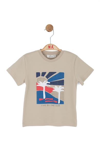 Nk Kids Erkek Bebek 1-4 Yaş Kabartma Desen Kısa Kol T-shirt Bej