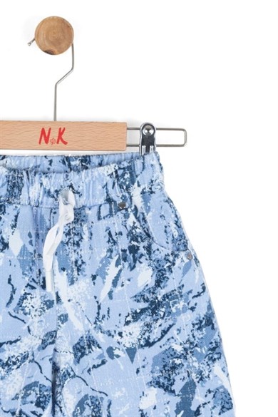 Nk Kids Erkek Bebek 1-4 Yaş Kamufulaj Desenli Beli Lastikli Şort Mavi