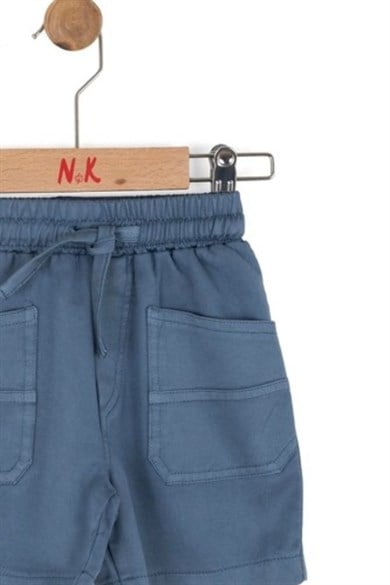 Nk Kids Erkek Bebek 1-4 Yaş Lastikli Bel Kanvas Şort İndigo