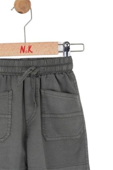 Nk Kids Erkek Bebek 1-4 Yaş Lastikli Bel Kanvas Şort Haki