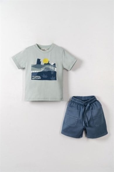 Nk Kids Erkek Bebek 1-4 Yaş Lastikli Bel Kanvas Şort İndigo