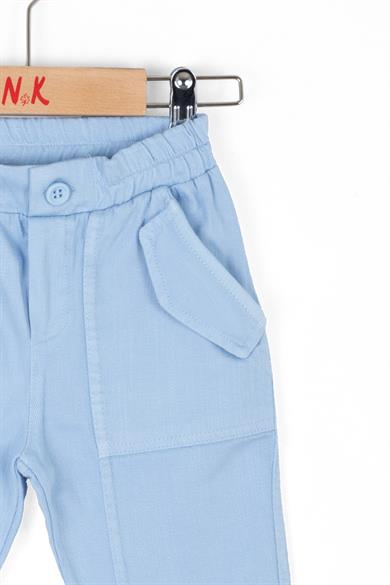 Nk Kids Erkek Bebek 1-4 Yaş Lastikli Paça Keten Pantolon 66613 Mavi