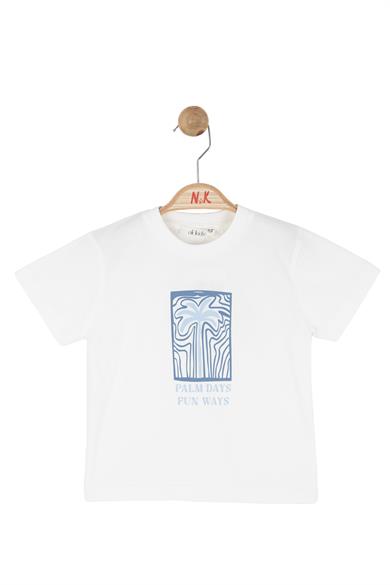 Nk Kids Erkek Bebek 1-4 Yaş Palmiye Desenli Kısa Kol T-shirt Ekru
