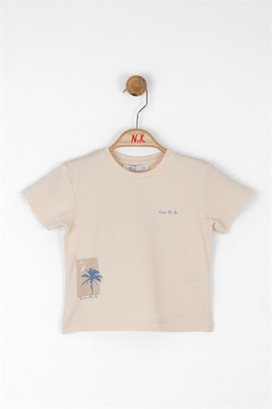 Nk Kids Erkek Bebek 1-4 Yaş Sırt Baskılı Kısa Kol T-shirt 46615 Krem