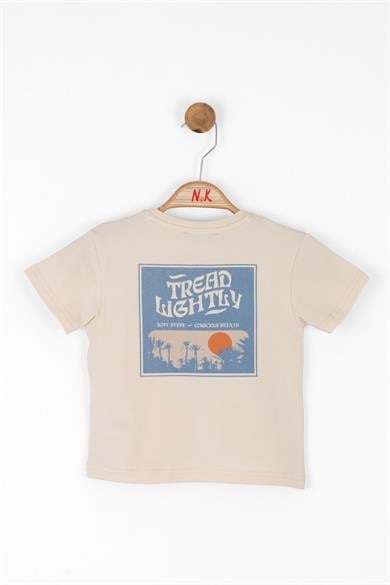 Nk Kids Erkek Bebek 1-4 Yaş Sırt Baskılı Kısa Kol T-shirt 46615 Krem