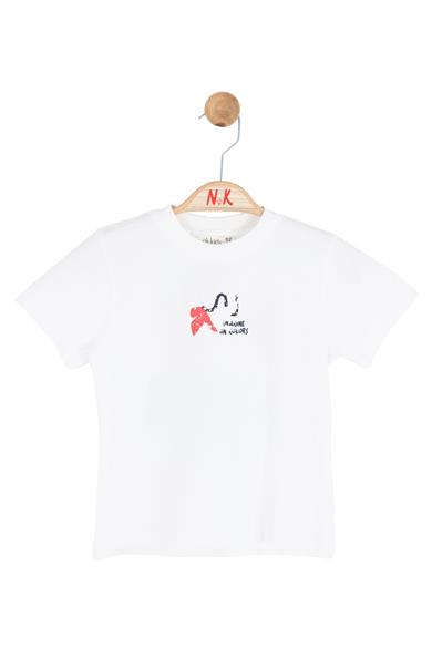 Nk Kids Erkek Bebek 1-4 Yaş Sırt Baskılı Kısa Kol T-shirt Beyaz
