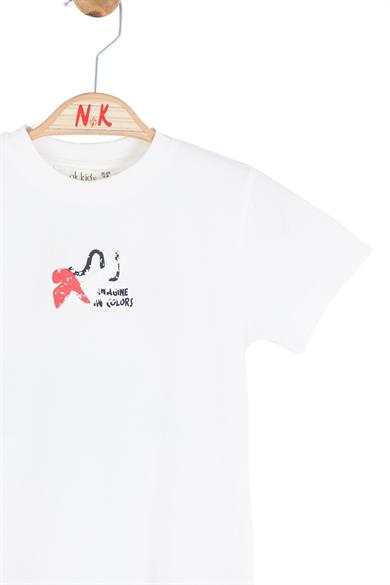 Nk Kids Erkek Bebek 1-4 Yaş Sırt Baskılı Kısa Kol T-shirt Beyaz